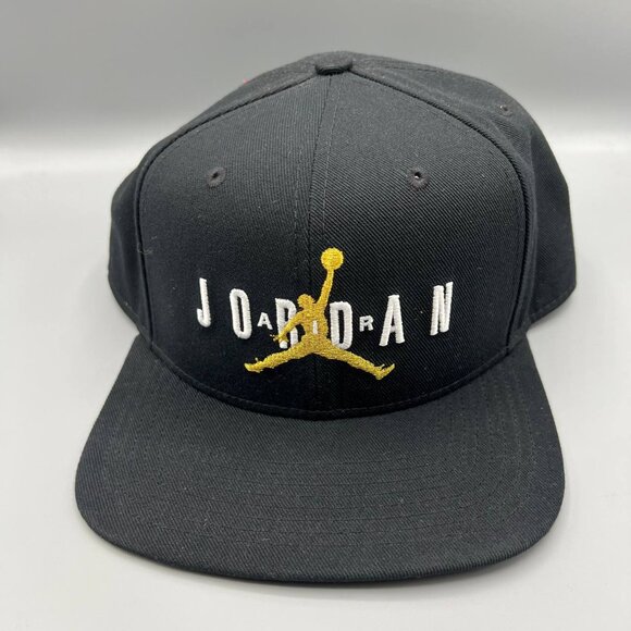 Air Jordan Hat Men Black Gold Embroidered Logo‎ Jumpman Snap Back Cap - Picture 1 of 8